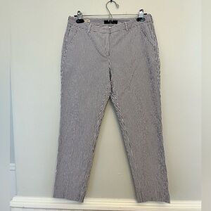 Weekend Max Mara Striped Seersucker Slim Cigarette Ankle Length Pants, Size 10